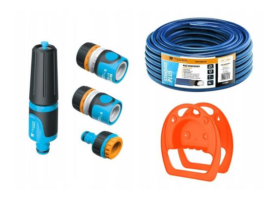 Dārza laistīšanas komplekts 1/2" (20m šļūtene, smidzinātāja komplekts, šļūtenes turētājs) / TEGER